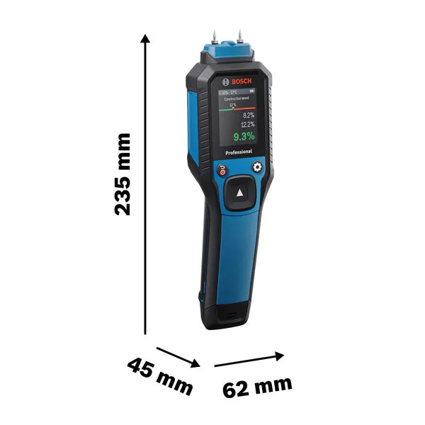 BoschGMP 2-15 材料湿度计及其尺寸。.