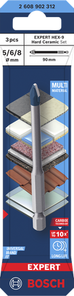 Bosch EXPERT HEX-9 硬陶瓷钻头套装 5/6/8 毫米。.