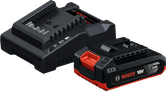 Bosch18V 无绳工具电池和充电器套装。
