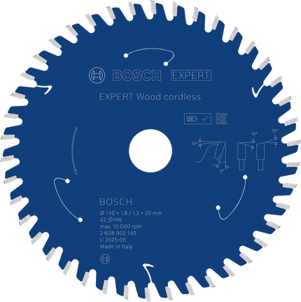 Bosch EXPERT Wood 无绳圆锯片 T42，140 毫米。.