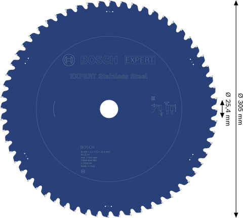 BoschEXPERT 不锈钢圆锯片，305 毫米 60 齿。.