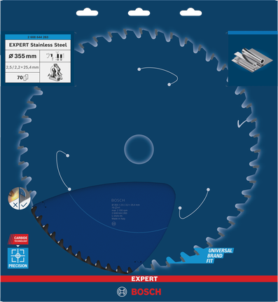 BoschEXPERT 不锈钢圆锯片 355×2.5/2.2×25.4 mm T70。.
