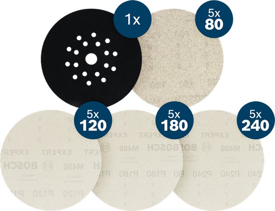 BoschEXPERT M480 砂磨网套装 225 毫米，带垫保护器。.