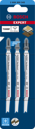 Bosch EXPERT 硬木双面清洁 T308BF 曲线锯刀片 3 件装。.