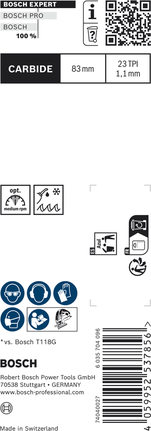 BoschEXPERT Tough Metal T118AHM 曲线锯刀片碳化物 83 毫米。.
