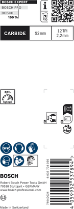 Bosch EXPERT 碳纤维清洁 T 108 BHM 曲线锯刀片 92 毫米。.