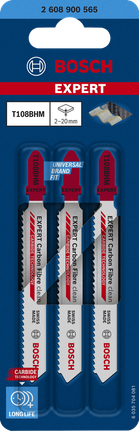 Bosch EXPERT 碳纤维清洁 T108BHM 曲线锯刀片 3 件装。.