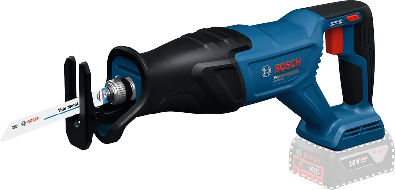 BoschGSA18V-280 无绳往复锯，用于金属切割。