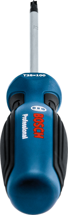 蓝黑色螺丝刀，配有 Torx T25 刀头和符合人体工程学的手柄。