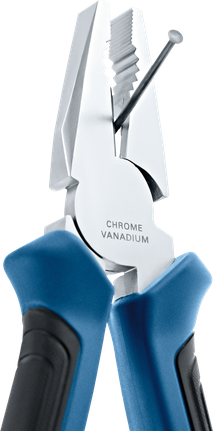 组合钳夹住金属钉。