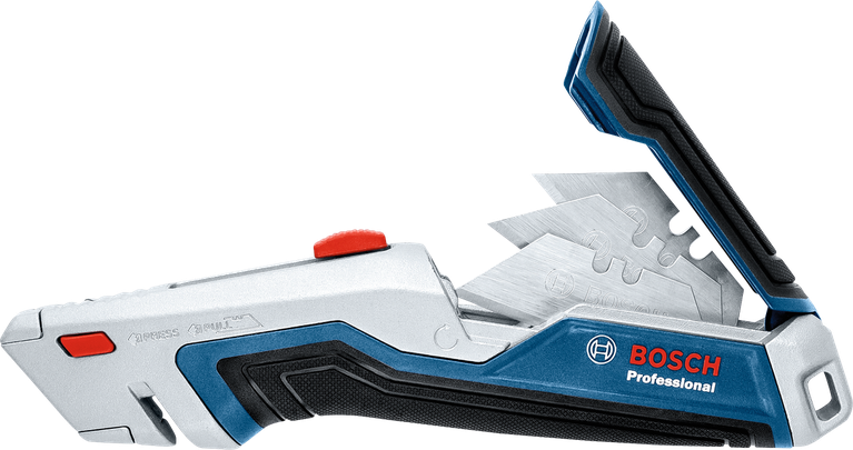 可伸缩式多用途刀，备用刀片收纳于刀柄内。