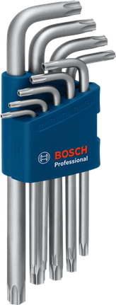 Bosch六角扳手 Torx 套装 9 件，带 S2 钢制扳手座。