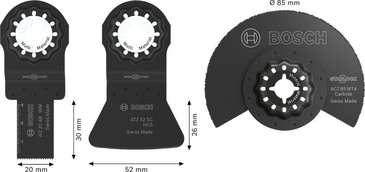Bosch瓷砖刀片套装 3 件，配有 Starlock 安装。.