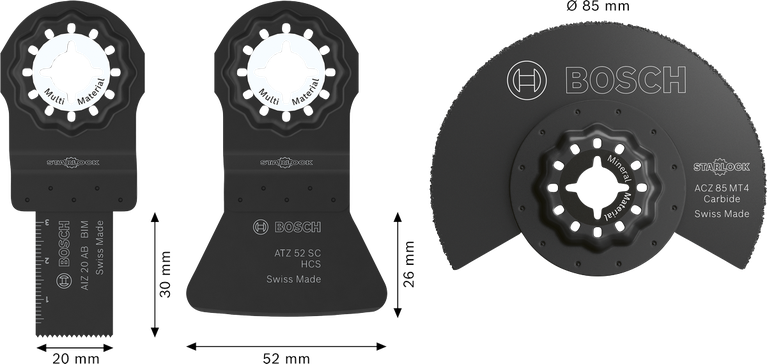 Bosch瓷砖刀片套装 3 件，配有 Starlock 安装。.