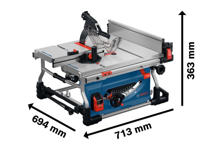 BoschGTS100-254 台锯，尺寸如图所示。.