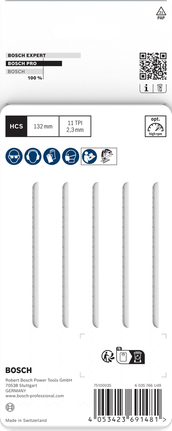 BoschPRO Plastics T302H 曲线锯片，可实现干净利落的 PVC 切割。