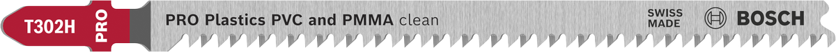 BoschT302H 曲线锯片，可干净利落地切割 PVC 和 PMMA。