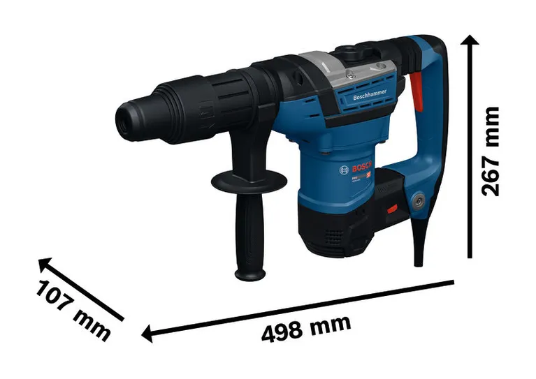 BoschGBH5-40V 电锤，带 SDS max 功能，尺寸图。