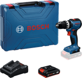 BoschGSB 18V-52 无绳电钻套装，带工具箱和电池。