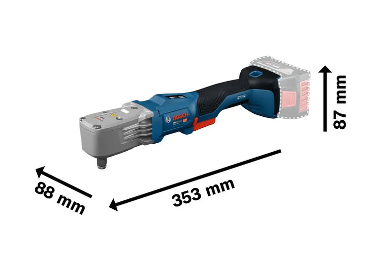 图中所示为BoschGRS18V-330 无绳冲击扳手的尺寸。