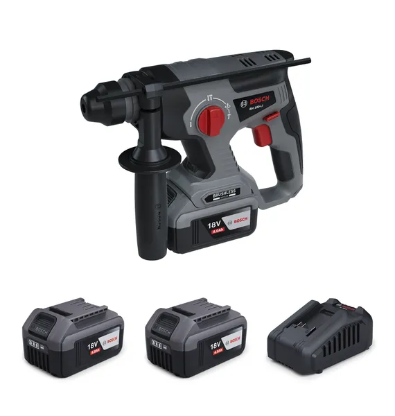 BoschBH180 旋转锤，配备 18V 电池和充电器。