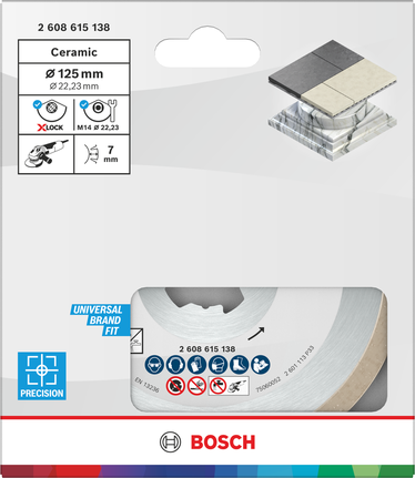 Bosch陶瓷切割片 125 毫米 X-LOCK，实现精准切割。