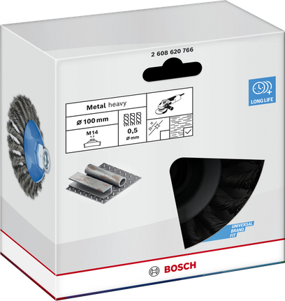 Bosch金属重型斜角刷 100 毫米，适用于角磨机。