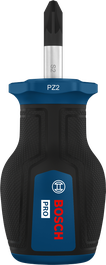 BoschPRO 短柄螺丝刀 PZ2 x 25 毫米，带人体工程学手柄。