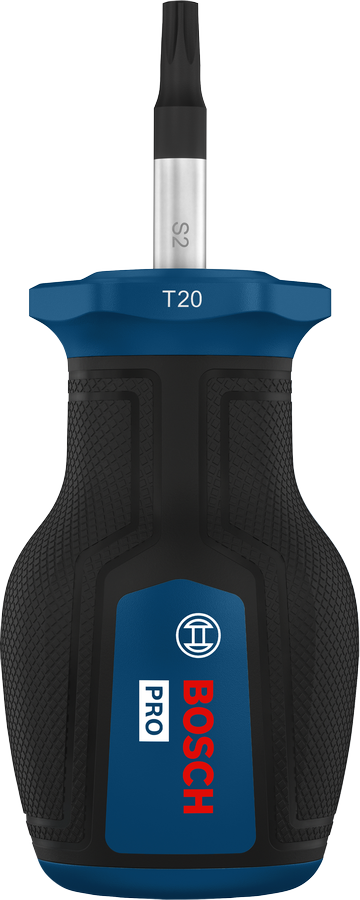 BoschPRO 短柄螺丝刀 TX20，带人体工程学手柄。