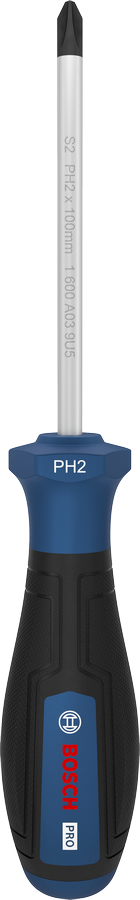 BoschPRO PH2 x 100 毫米螺丝刀，带人体工程学手柄。