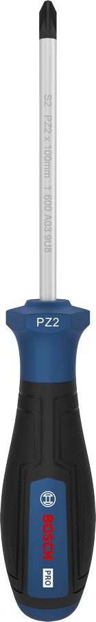 BoschPRO PZ2 x 100 毫米螺丝刀，带人体工程学手柄。