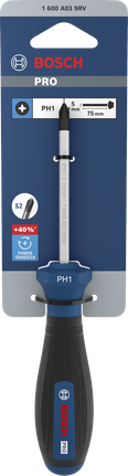 BoschPRO PH1 x 75 毫米螺丝刀，带人体工程学手柄。