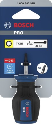 BoschPRO 短柄螺丝刀 TX15，25 毫米刀片。