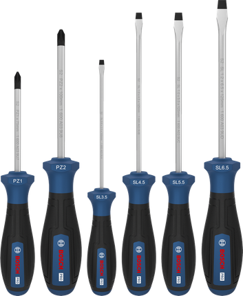 BoschPRO PZ/SL 螺丝刀套装 6 件，带 S2 轴。