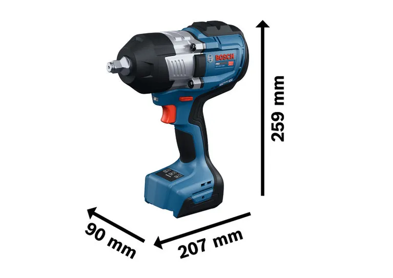 BoschGDS18V-1400 冲击扳手，尺寸规格。