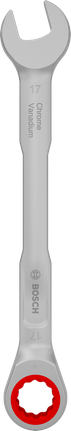 Bosch17 毫米棘轮组合扳手，铬钒钢材质。