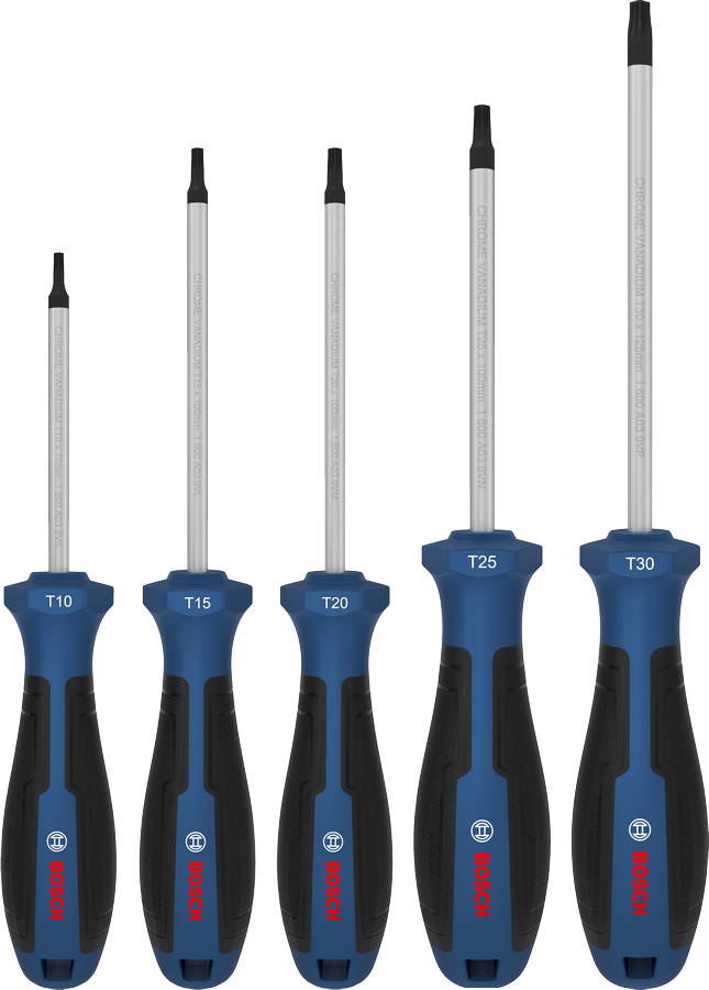 BoschTX 螺丝刀套装 5 件，铬钒钢杆。