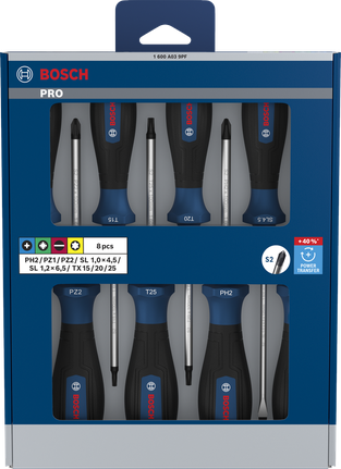 BoschPRO 螺丝刀套装 8 件，带 S2 轴。