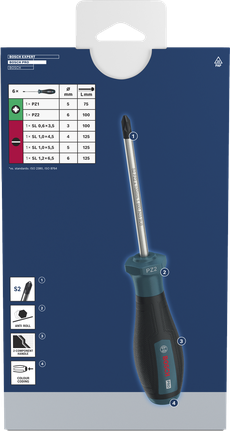 BoschPRO PZ/SL 螺丝刀套装 6 件，带 S2 钢轴。