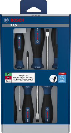 BoschPRO PZ/SL 螺丝刀套装 6 件，带 S2 轴。