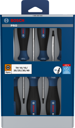 BoschPRO TH 螺丝刀套装 6 件，带 S2 轴。