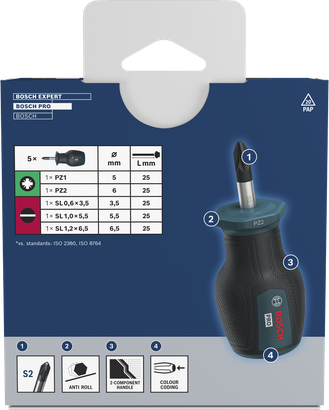PRO专业系列米字/一字形短柄螺丝刀，5件装