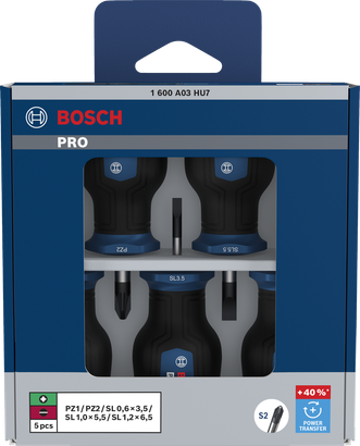 PRO专业系列米字/一字形短柄螺丝刀，5件装