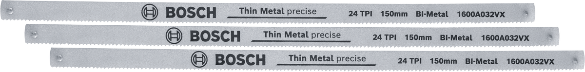 Bosch150 毫米双金属钢锯条 24 TPI，适用于薄金属。