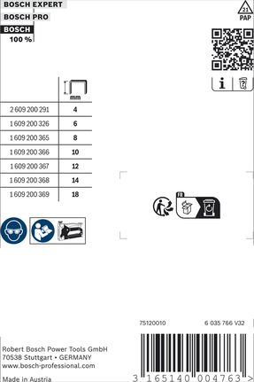Bosch细线订书钉 53/10 型，适用于订书机。