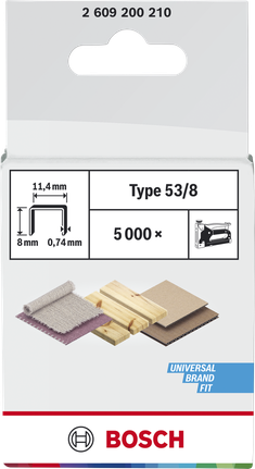 Bosch细线订书钉 53/8 型，5000 枚装，适用于订书机。