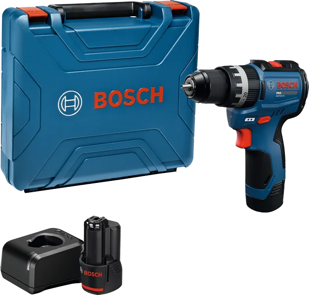 Bosch电钻套装及工具箱。