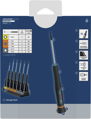 PRO专业系列梅花形/安全型/六角形精确型螺丝刀套装，6件装