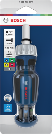 Bosch短柄棘轮螺丝刀，手柄内含 6 个批头。
