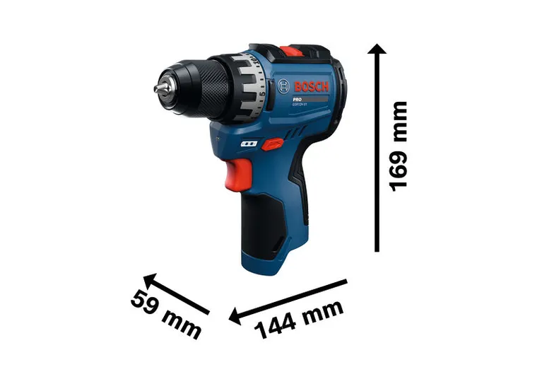 BoschGSR12V-31 无绳电钻，尺寸如图所示。
